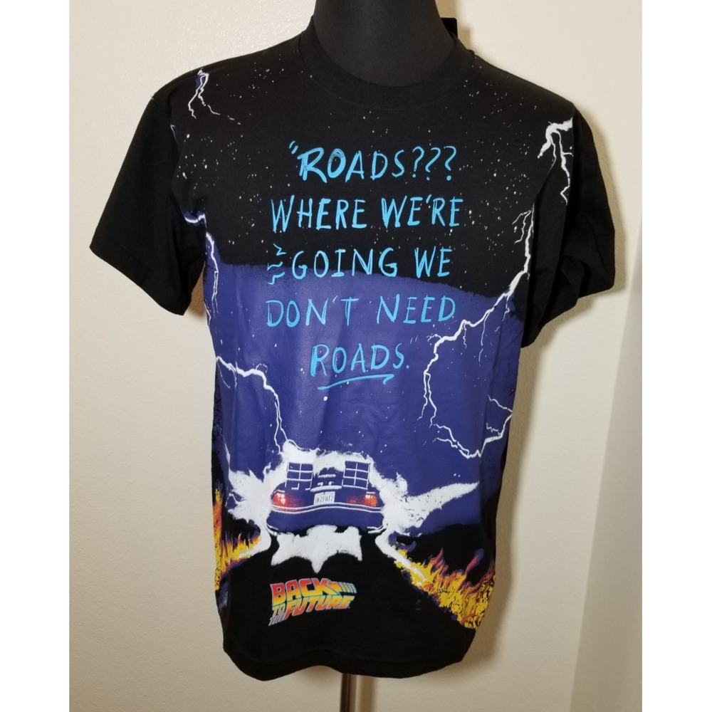 Back To The Future X Reason Full Print T-Shirt Mens Medium Delorean McFly NWT